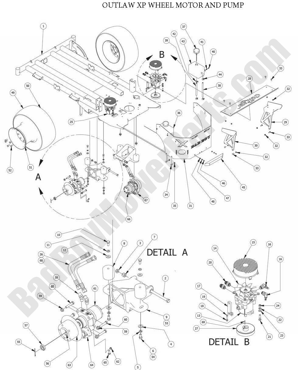 1018 - Bad Boy Mower Parts Lookup > 2014 > Outlaw XP > Wheel Motor and Pump
